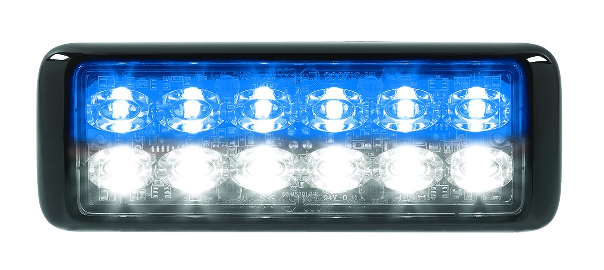 Federal Signal MPS1200U-BW MicroPulseUltra, Surface Mount, Clear Lens, 6 Blue and 6 White LEDs