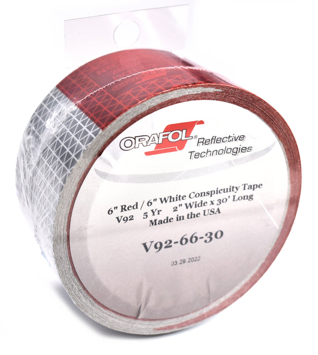 Orafol V92-66 2" x 30' Roll Red and Silver DOT-C2 Conspicuity Tape - USA Made