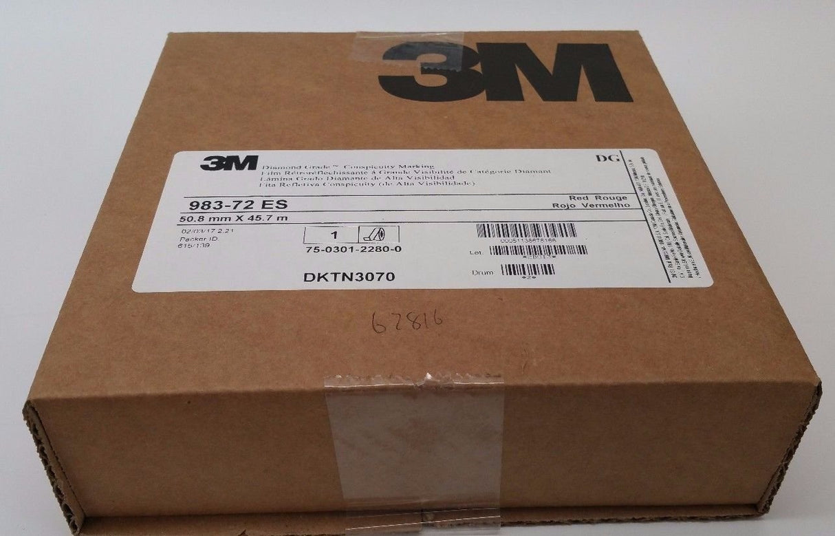 3M 67816 Red Diamond Grade Reflective Tape - 2" x 150' Roll | 983-72 DOT Conspicuity