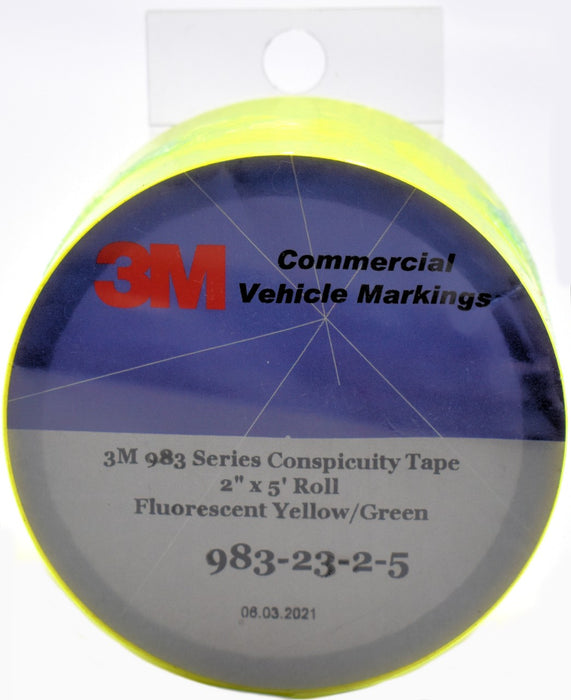 One 2" x 5' Roll of 3M 983-23 Fluorescent Yellow Green Reflective Tape