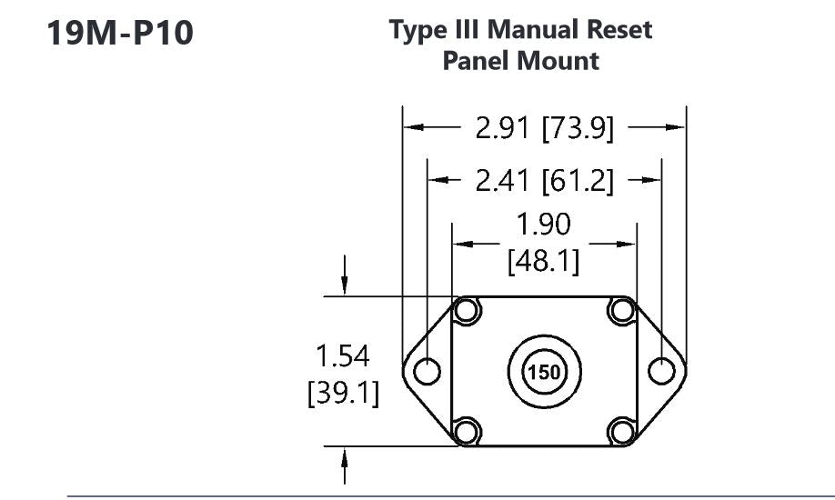 Mechanical Products - 80 Amp Push to Reset Panel Mount Circuit Breaker CBLM80 - Series 19