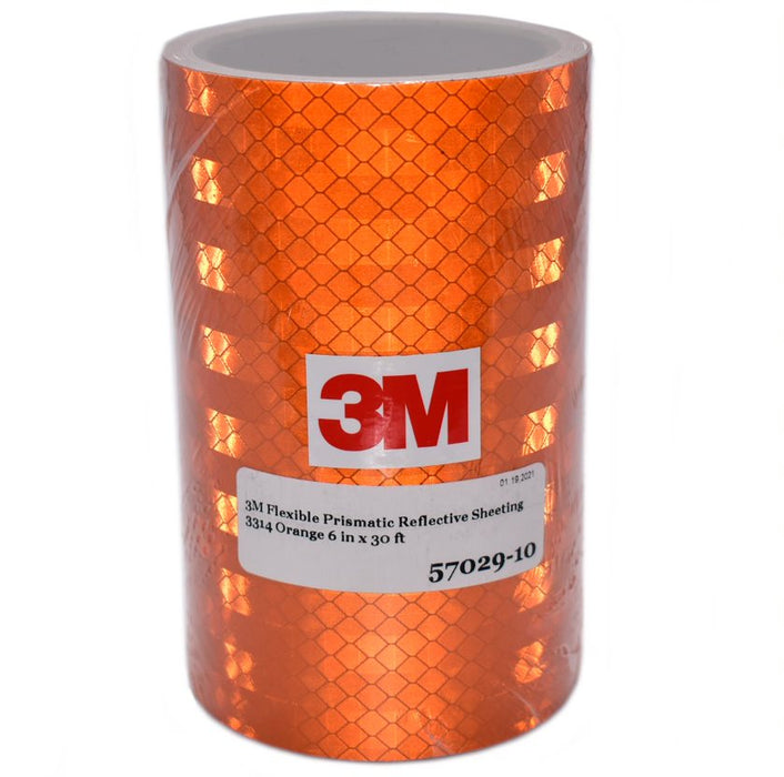 3M 57029-10 6" x 10' Roll of 3314 Orange Flexible Prismatic Reflecive Tape