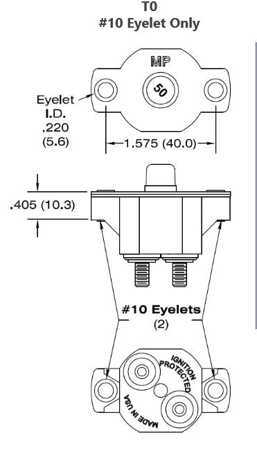 Mechanical Products - 50 Amp Push to Reset Panel Mount Circuit Breaker CBHD50 - Series 18