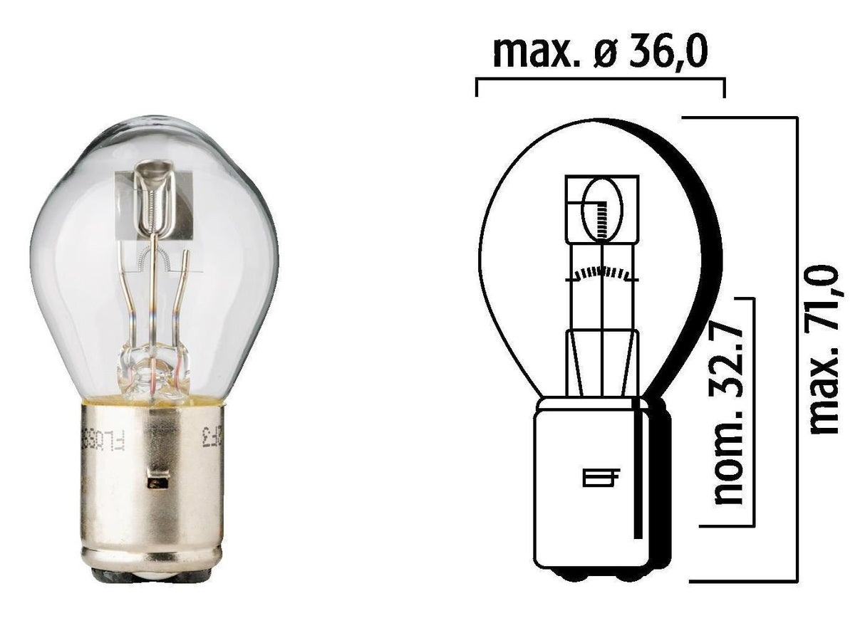 Flosser 3939 12V 35 / 35 Watt BA20D Head Light Bulb - Scooter Snowmobile ATV UTV