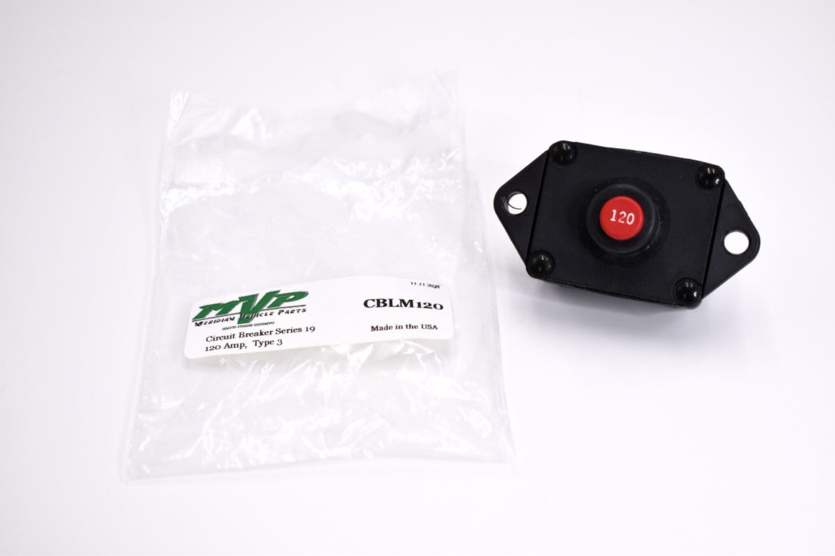 Mechanical Products - 120 Amp Push to Reset Panel Mount Circuit Breaker CBLM120 - Series 19