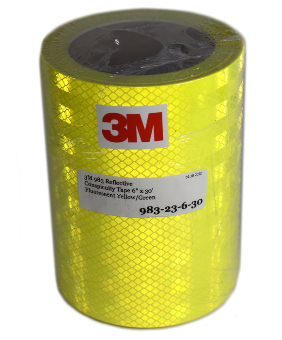 3M 6" x 30' Roll of 983-23 Fluorescent Yellow-Green Reflective Tape