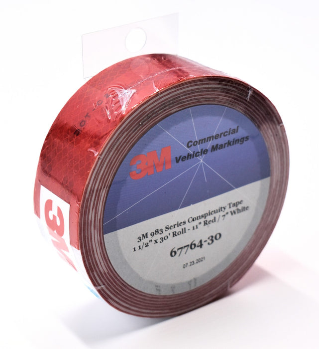 3M 67764-30 1-1/2" x 30' 983 Series 11" Red 7" White Conspicuity Reflective Tape