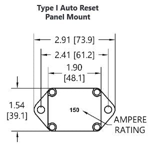Mechanical Products - 150 Amp Auto Reset Panel Mount Circuit Breaker CBLA150 - Series 19