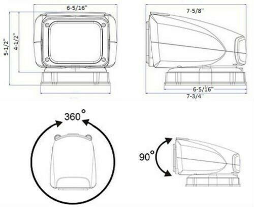 Low Profile Remote Control Spotlight 30 Watt LED Black 12-24V - Truck RV Boat