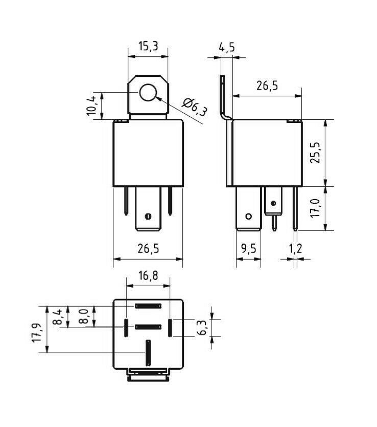 GEBE 991011 HD Relay 24 Volts 40/30 Amps 5 Terminals SPDT Diode Sealed - Germany