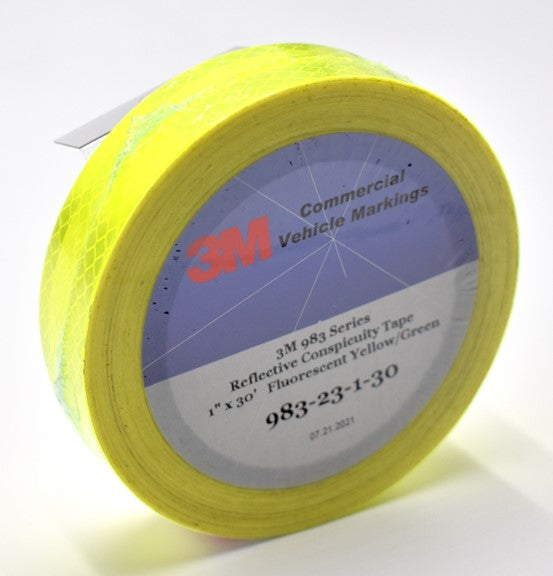 3M Fluorescent Yellow-Green 983-23 Retro Reflective Marking Tape 1" x 30' Roll
