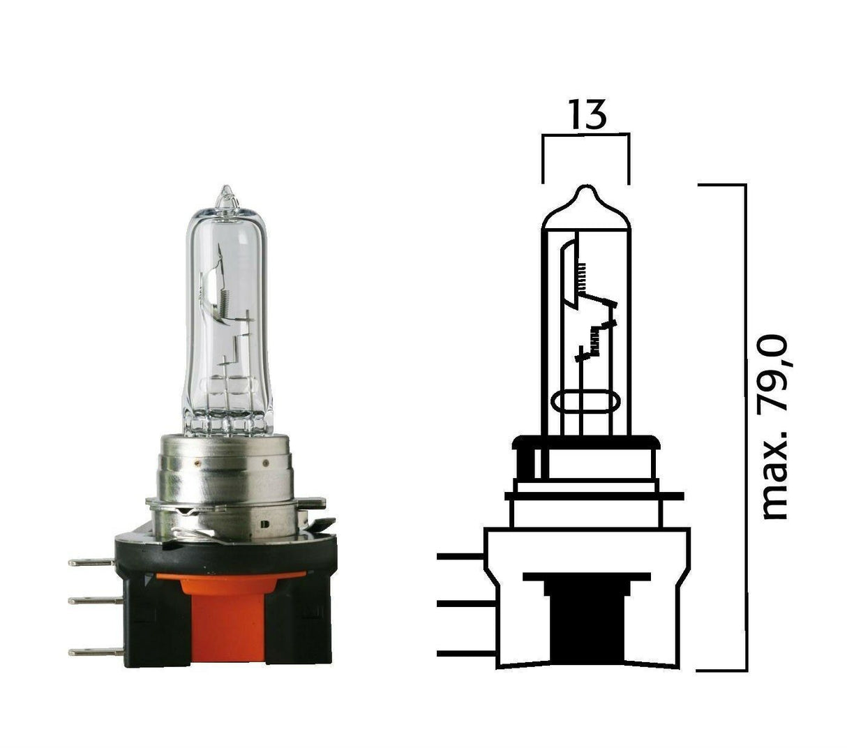 Flosser 551523 H15 12V 55/15W PGJ23t-1 Halogen Bulb - Made in Germany