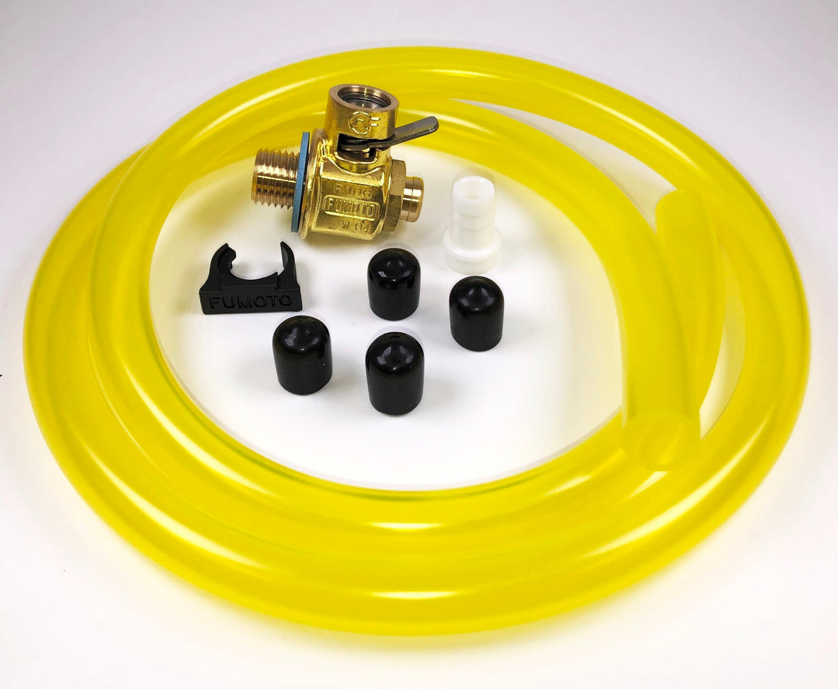 Fumoto F101S Oil Drain Valve with 4 Vinyl Caps and 3' of Pro Flex 3/8" ID Tubing