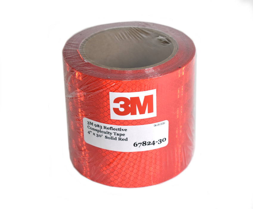 One 4" x 30' Roll of 3M 983-72 Diamond Grade Solid Red Conspicuity Tape