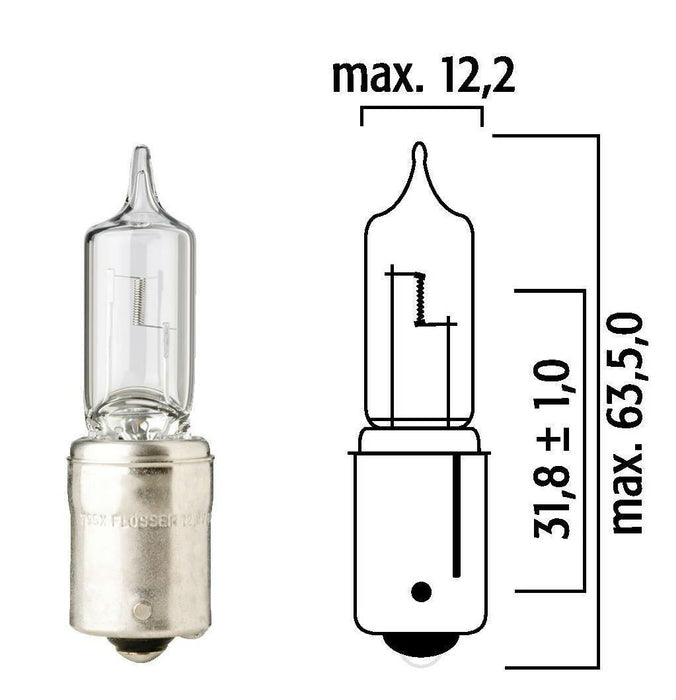 Flosser 795X (Pack of 10) Halogen Mini Bulb 12.8V 50W BA15s Single Contact Lamp