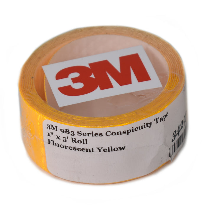 3M - 1" x 5' Roll of 983-23 Fluorescent Yellow Reflective Tape - USA Made