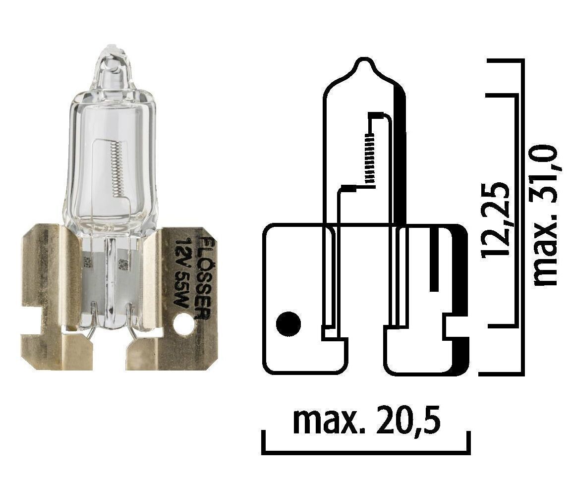 Flosser 13420 H2 12V 100 Watt Rally Halogen Fog Light Bulb