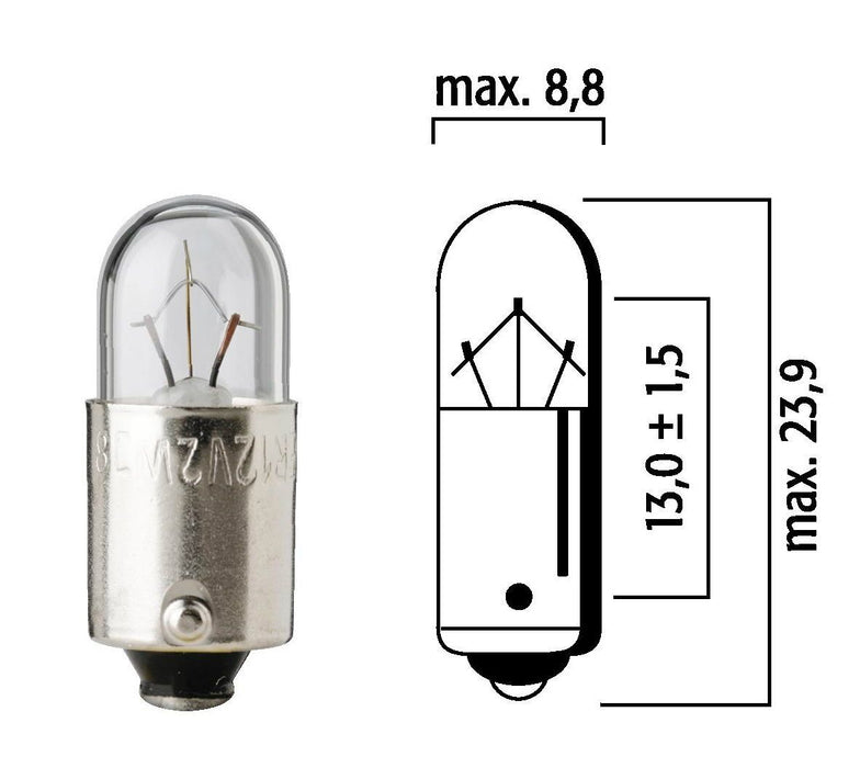 Flosser 3038 12V 3W BA9S Mini Bulbs - Replaces 1889 & 1891 - Made in Europe (10)