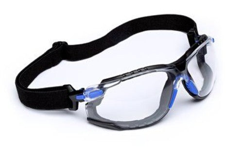 3M Solus Safety Glasses S1101SGAF-KT Kit, Foam, Strap, Black/Blue, Clear Scotchgard Anti-fog lens