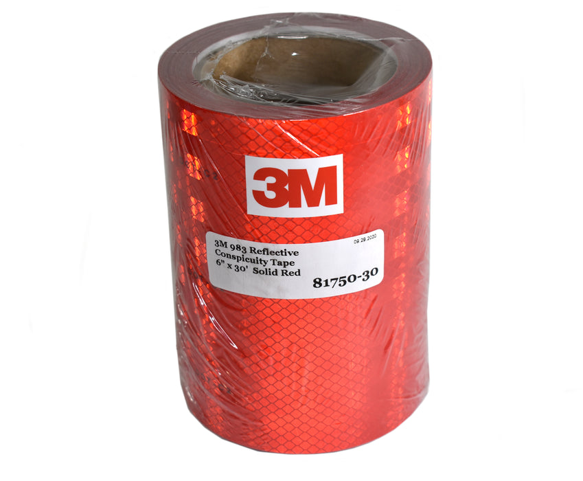 3M 6" x 30' Roll 983-72 Solid Red Reflective Tape 81750-30 USA Made