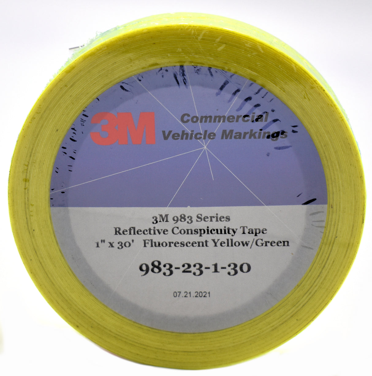 3M Fluorescent Yellow-Green 983-23 Retro Reflective Marking Tape 1" x 30' Roll