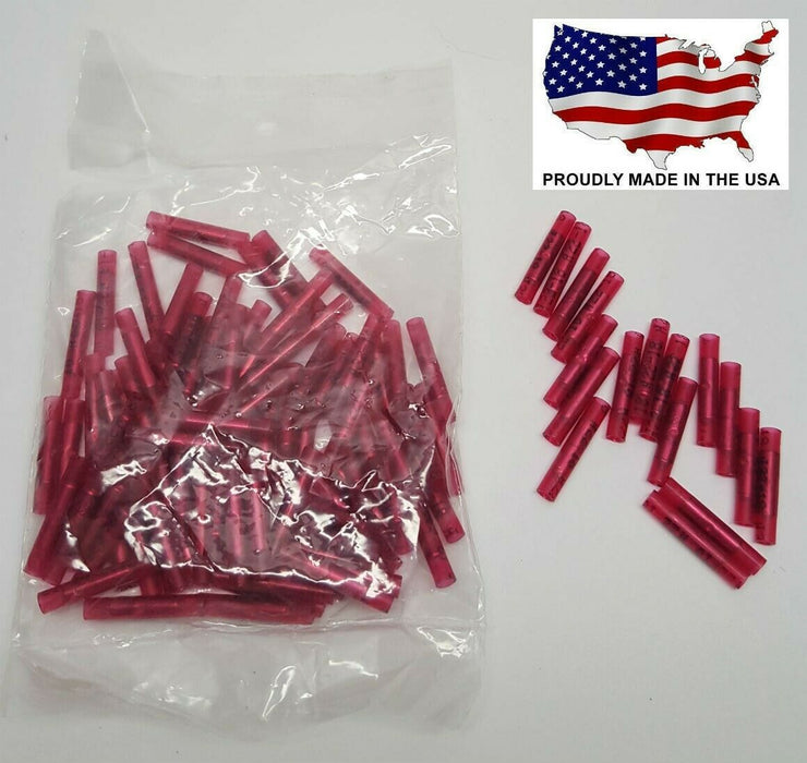 MVP 25 Red Nylon Butt Splice Wire Connectors 22-18 AWG Gauge USA - TBS18N