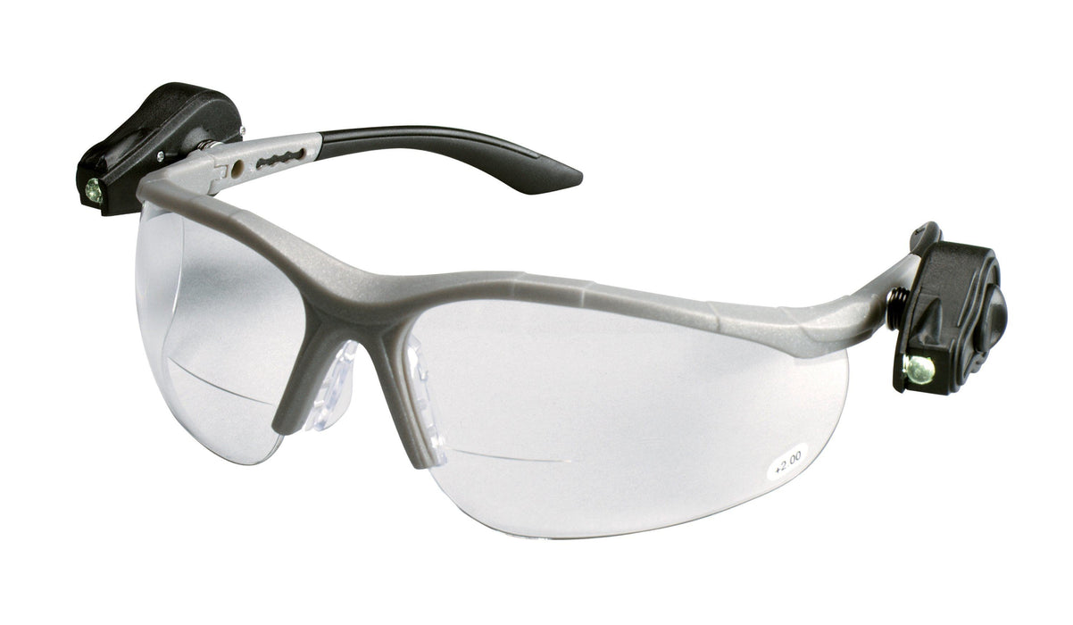 3M Light Vision 2 Protective Eyewear 11477-00000-10 Clear Anti-Fog Lens Gray Frame +1.5 Diopter
