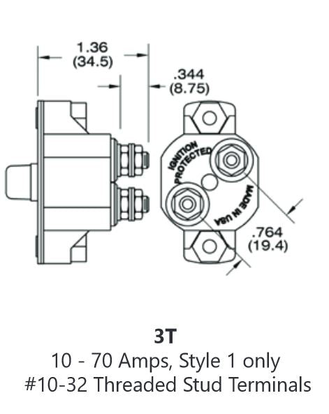 Mechanical Products - 30 Amp Push to Reset Panel Mount Circuit Breaker CBHD30 - Series 18