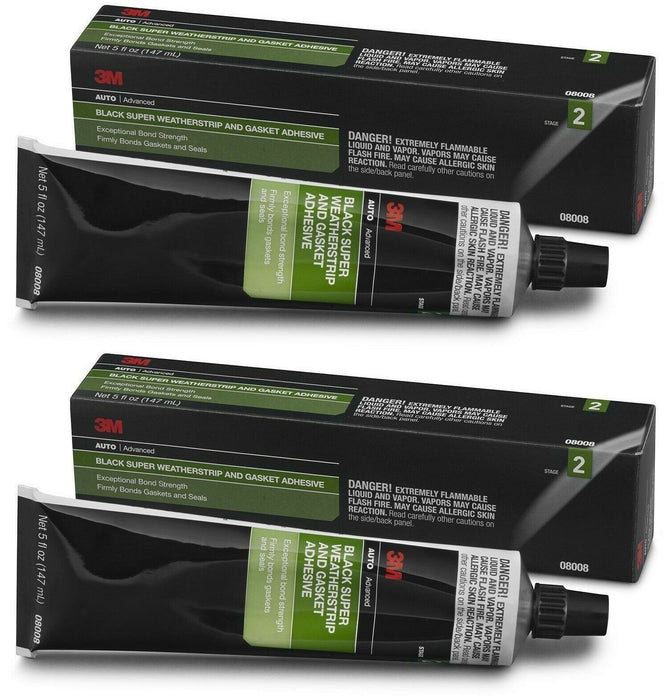 3M 08008 Super Black Weather-strip and Gasket Adhesive - Two 5 oz Tubes