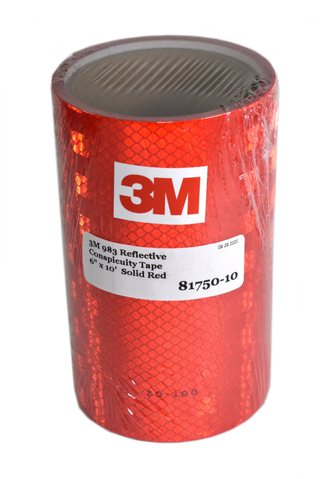 3M 6" x 10' Roll 983-72 Solid Red Reflective Tape 81750-10 USA Made