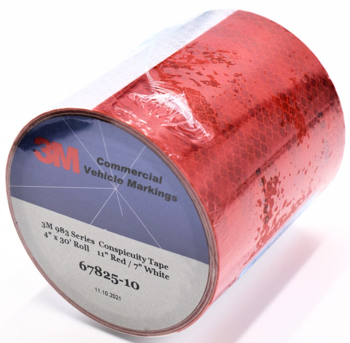 3M 67825-10 4" x 10' 983 Series 11" Red 7" White Conspicuity Reflective Tape