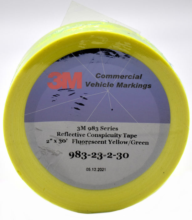 3M 2" x 30' Roll Fluorescent Yellow-Green 983-23 Retro Reflective Marking Tape