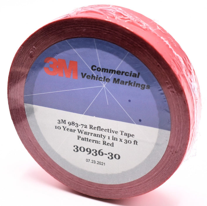 3M 30936-30 983-72NL 1" x 30' Red Conspicuity Reflective Tape No Logo