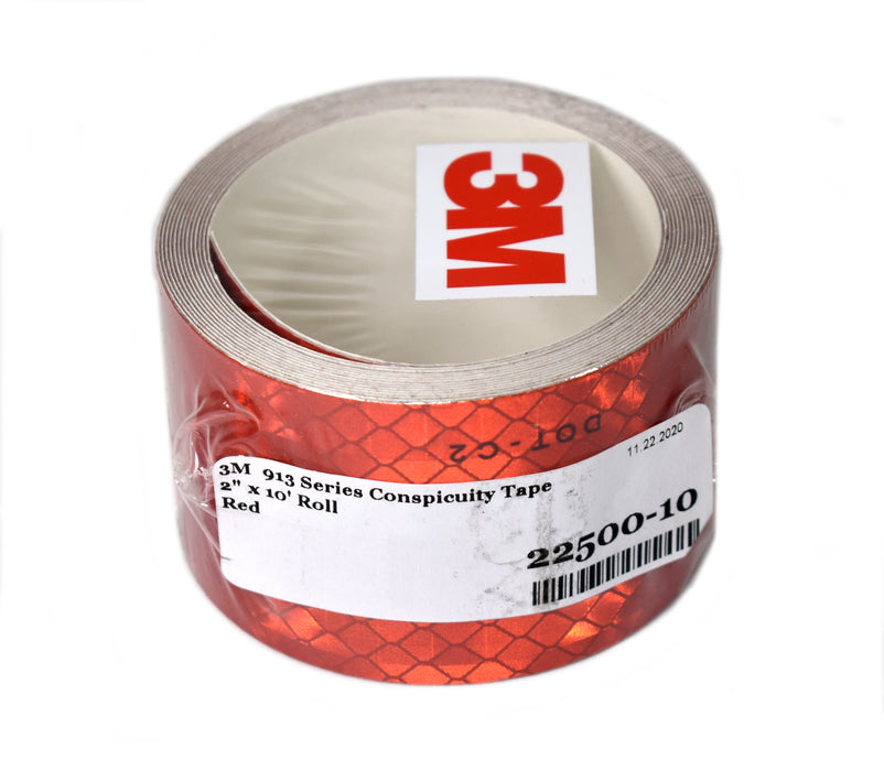 3M - 2" x 10' Roll of 913-72 Solid Red Reflective Conspicuity Tape 22500-10 - USA Made