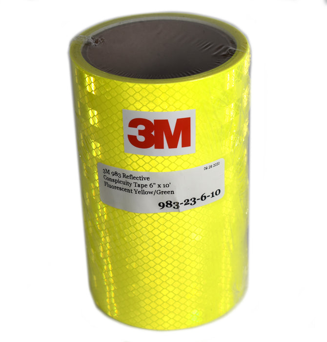 3M 6" x 10' Roll of 983-23 Fluorescent Yellow Green Reflective Tape NFPA 1901