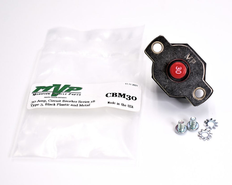 Mechanical Products - 30 Amp Push to Reset Panel Mount Circuit Breaker CBM30 - Series 18