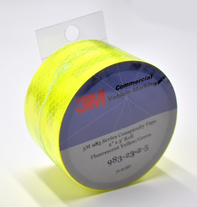 One 2" x 5' Roll of 3M 983-23 Fluorescent Yellow Green Reflective Tape