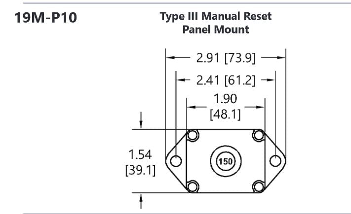 Mechanical Products - 90 Amp Push to Reset Panel Mount Circuit Breaker CBLM90 - Series 19